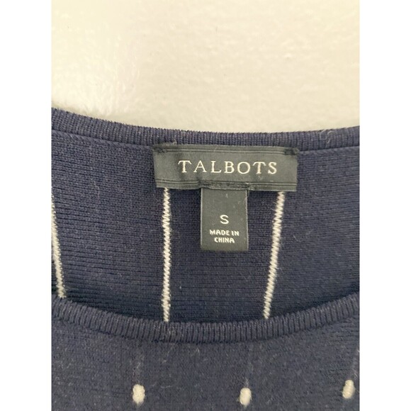 Talbots Dot Sweater Navy Blue Size SMALL Long Sleeve - Picture 5 of 8